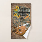 Horse Cowboy Pet Westerne Wagon Wheels Sunflower Bad Handdoek (Handdoek)