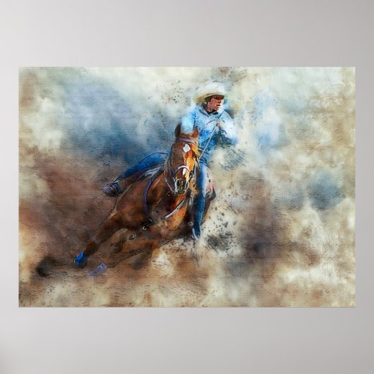 Horse Cowboy Rodeo Print Poster kunstwerk (Voorkant)