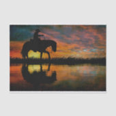 Horse Cowboy Silhouette Sunset Tissuepapier (Voorkant)