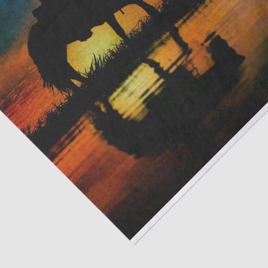 Horse Cowboy Silhouette Sunset Tissuepapier (Detail)