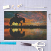 Horse Cowboy Silhouette Sunset Tissuepapier (Craft)