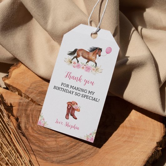 Horse Cowgirl Birthday Party Dank je Label Cadeaulabel