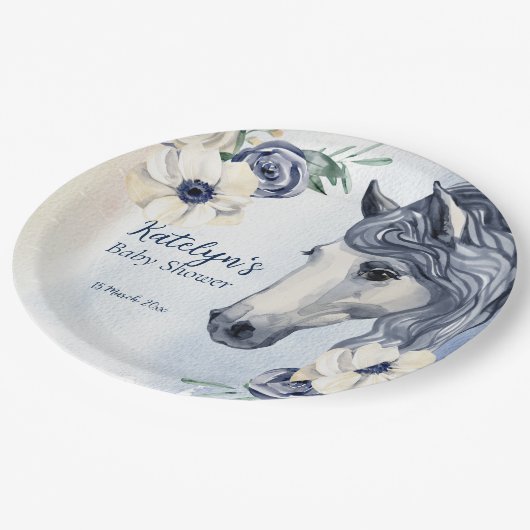 Horse cowgirl ranch baby shower servies papieren bordje (Gekanteld)