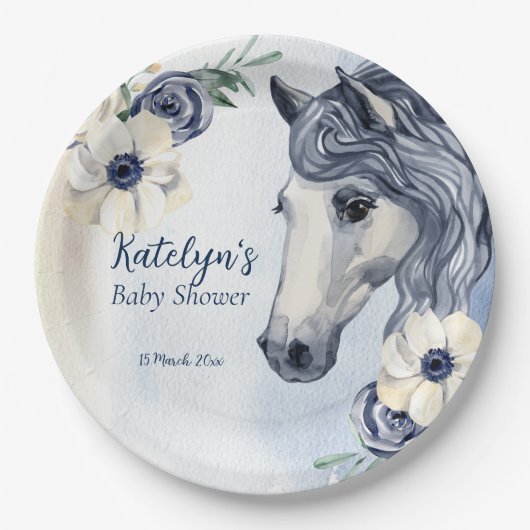 Horse cowgirl ranch baby shower servies papieren bordje (Voorkant)