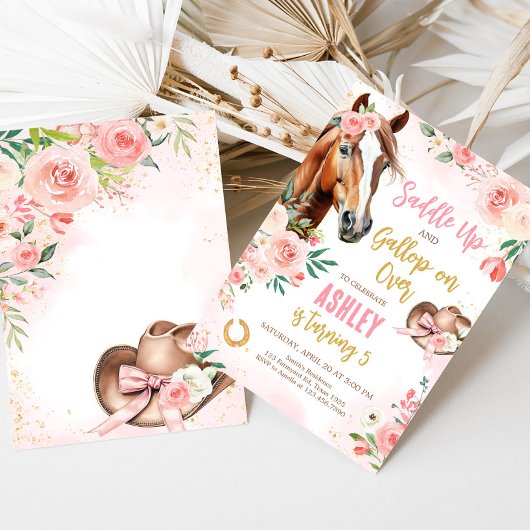 Horse Cowgirl Verjaardagsfeestje Kaart