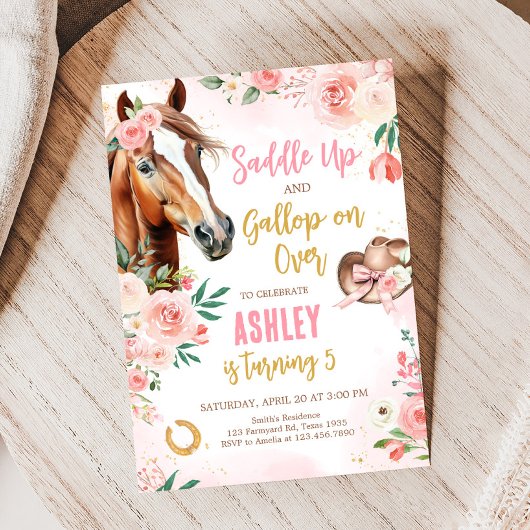 Horse Cowgirl Verjaardagsfeestje Kaart