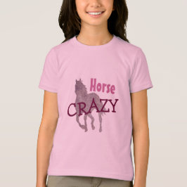 Horse CRAZY Cute for Equestrian Girls PINK T-shirt