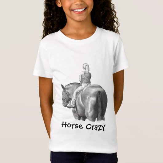 HORSE CRAZY: SHIRT: MEISJE: PENCIL, HORSEBACK T-SHIRT (Voorkant)