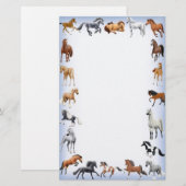 Horse Crazy Stationery Blue Briefpapier (Voorkant / Achterkant)