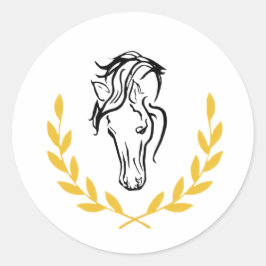 Horse Crest Wedding Seal-Equestrian Laurel Design Ronde Sticker