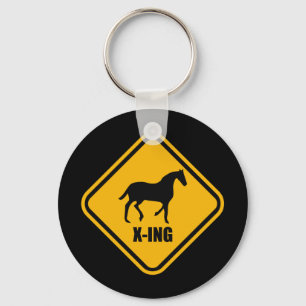 Horse Crossing Street Sign Parody Sleutelhanger