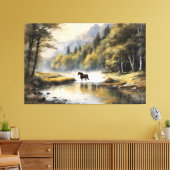 Horse Crossing the River Canvas Afdruk (Insitu (Woonkamer))