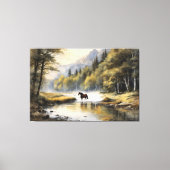 Horse Crossing the River Canvas Afdruk (Voorkant)