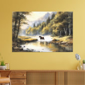 Horse Crossing the River Canvas Afdruk (Insitu (Woonkamer))