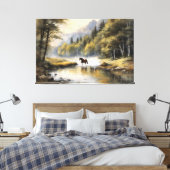 Horse Crossing the River Canvas Afdruk (Insitu (Slaapkamer))