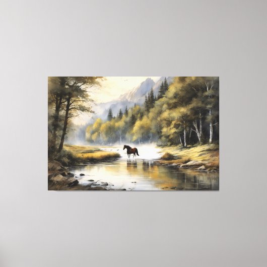 Horse Crossing the River Canvas Afdruk (Voorkant)