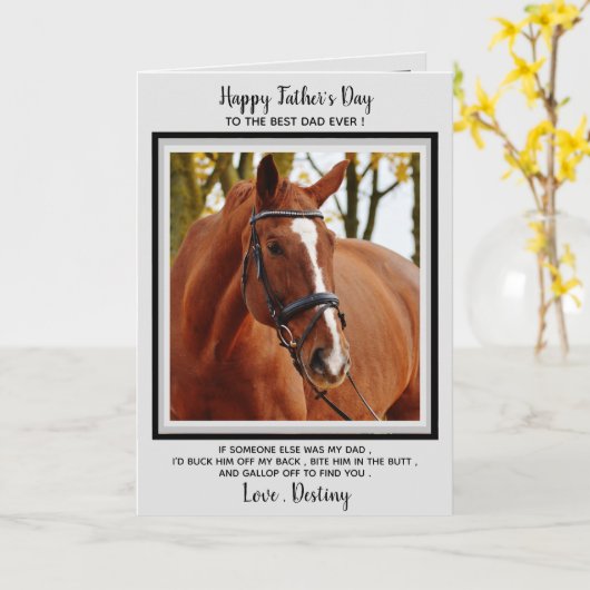 Horse Dad - Funny Horse Foto Vaderdag Kaart (Gele Bloem)