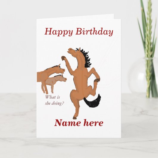 Horse Dancing verjaardagskaart, naam voorzijde toe Kaart (Voorkant)