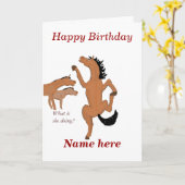 Horse Dancing verjaardagskaart, naam voorzijde toe Kaart (Gele Bloem)