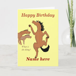 Horse Dancing verjaardagskaart, naam voorzijde toe Kaart