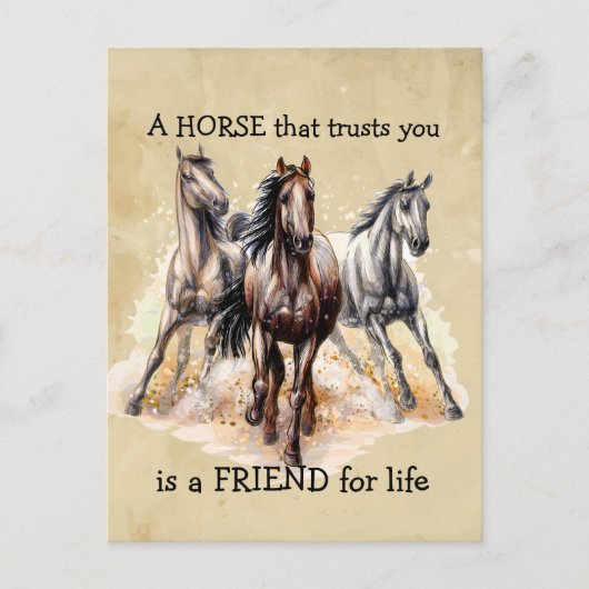HORSE dat Trusts FRIEND voor het leven Citaat Briefkaart (Voorkant)