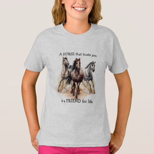 HORSE dat Trusts FRIEND voor het leven citeert T-S T-shirt (Voorkant)