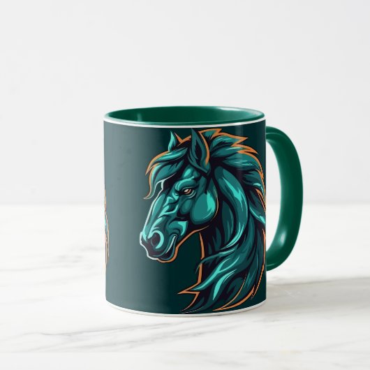 Horse Design, Rustic Farm Animal Artwork Cup Mok (Voorkant rechts)