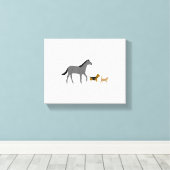 horse dog and cat canvas afdruk (Insitu (Houten vloer))