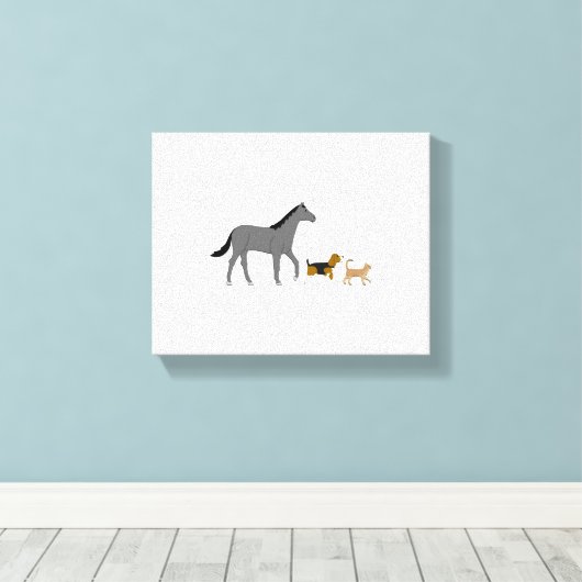 horse dog and cat canvas afdruk (Insitu (Houten vloer))