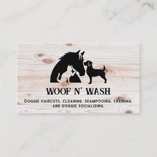 Horse Dog Cat | Wood Grain Visitekaartje (Voorkant)