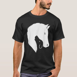 Horse Dog Silhouette Funny Equine Canine Animal Lo T-shirt