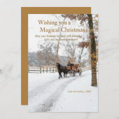 Horse Drawn Carriage w/lights In The Snow Design Feestdagenkaart (Voorkant / Achterkant)