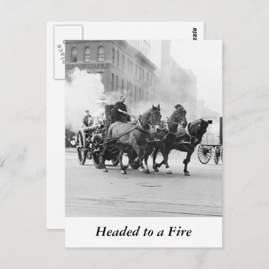 Horse Drawn Fire Engine, begin jaren 1900 Briefkaart (Voorkant / Achterkant)