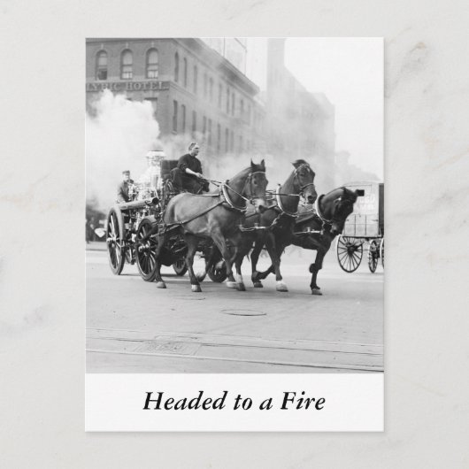 Horse Drawn Fire Engine, begin jaren 1900 Briefkaart (Voorkant)