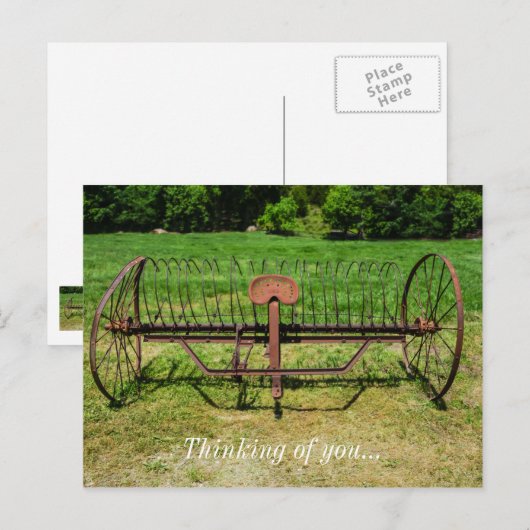 Horse Drawn Hay Rake Briefkaart (Voorkant / Achterkant)