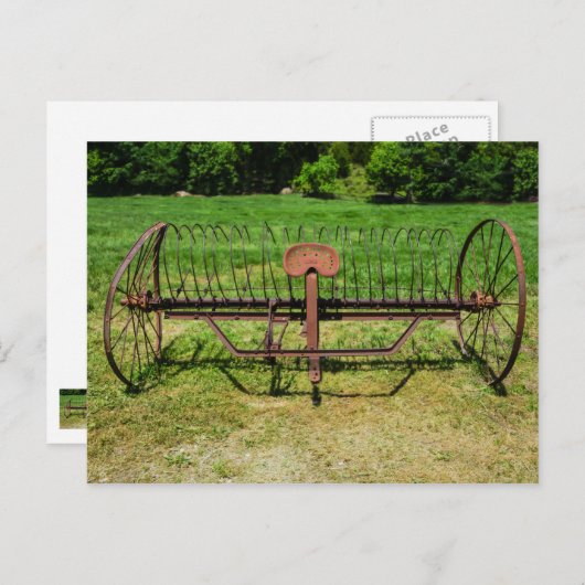 Horse Drawn Hay Rake Briefkaart (Voorkant / Achterkant)