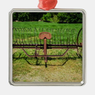 Horse Drawn Hay Rake Metalen Ornament