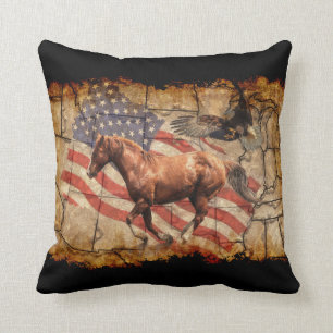 Horse, Eagle and US Flag Kussen