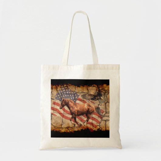 Horse, Eagle and US Flag Tote Bag (Voorkant)