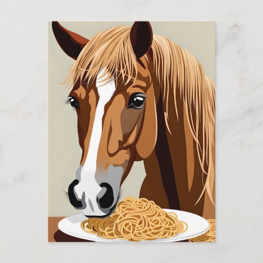 horse eating spaghetti briefkaart (Voorkant)