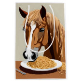 horse eating spaghetti medium cadeauzakje (Voorkant)