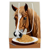 horse eating spaghetti  medium cadeauzakje (Achterkant)