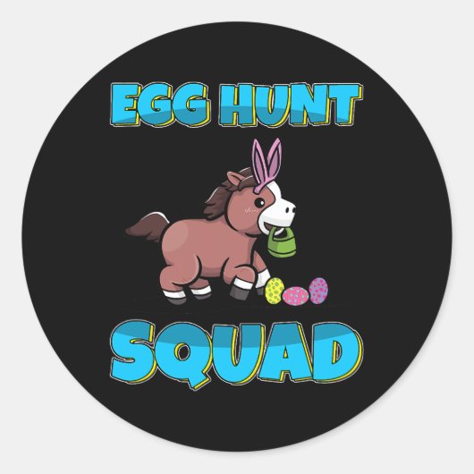 Horse Egg Hunt Squad Cute Horse Easter Eggs Huntin Ronde Sticker (Voorkant)