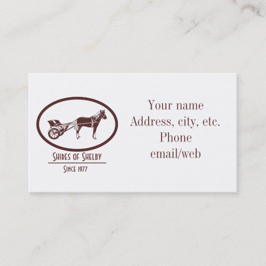 Horse en Buggy Logo Visitekaartje (Voorkant)