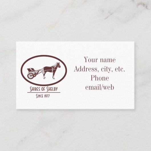 Horse en Buggy Logo Visitekaartje (Voorkant)