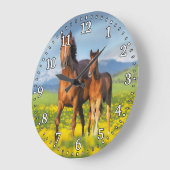Horse en foal Wall-klok Grote Klok (Hoek)