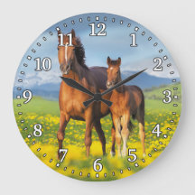 Horse en foal Wall-klok
