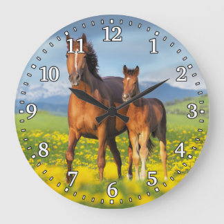 Horse en foal Wall-klok Grote Klok