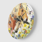 Horse en foal Wall-klok Grote Klok (Hoek)