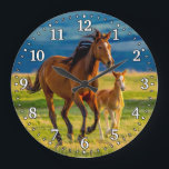 Horse en foal Wall-klok Grote Klok<br><div class="desc">Een uniek paard met een decoratieve muurklok voor veulens. Een geweldige aanvulling op elk huis. Ook een geweldig cadeauidee.</div>